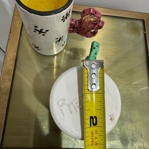 VINTAGE Mugs Black&White Stripe With Dog Handle Signed R Terrell - Picture 12 of 12